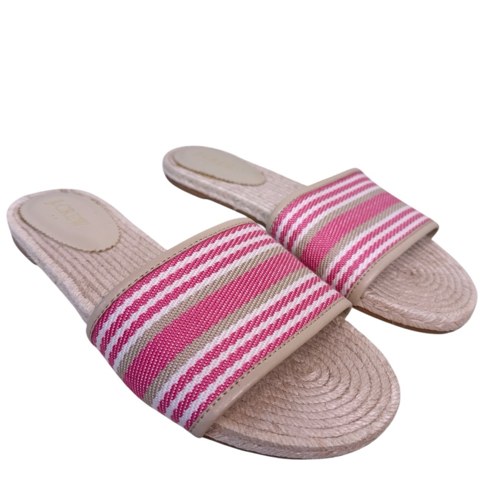 J. CREW Factory Striped Slide Sandals in Pink Size 9 - Picture 2 of 10